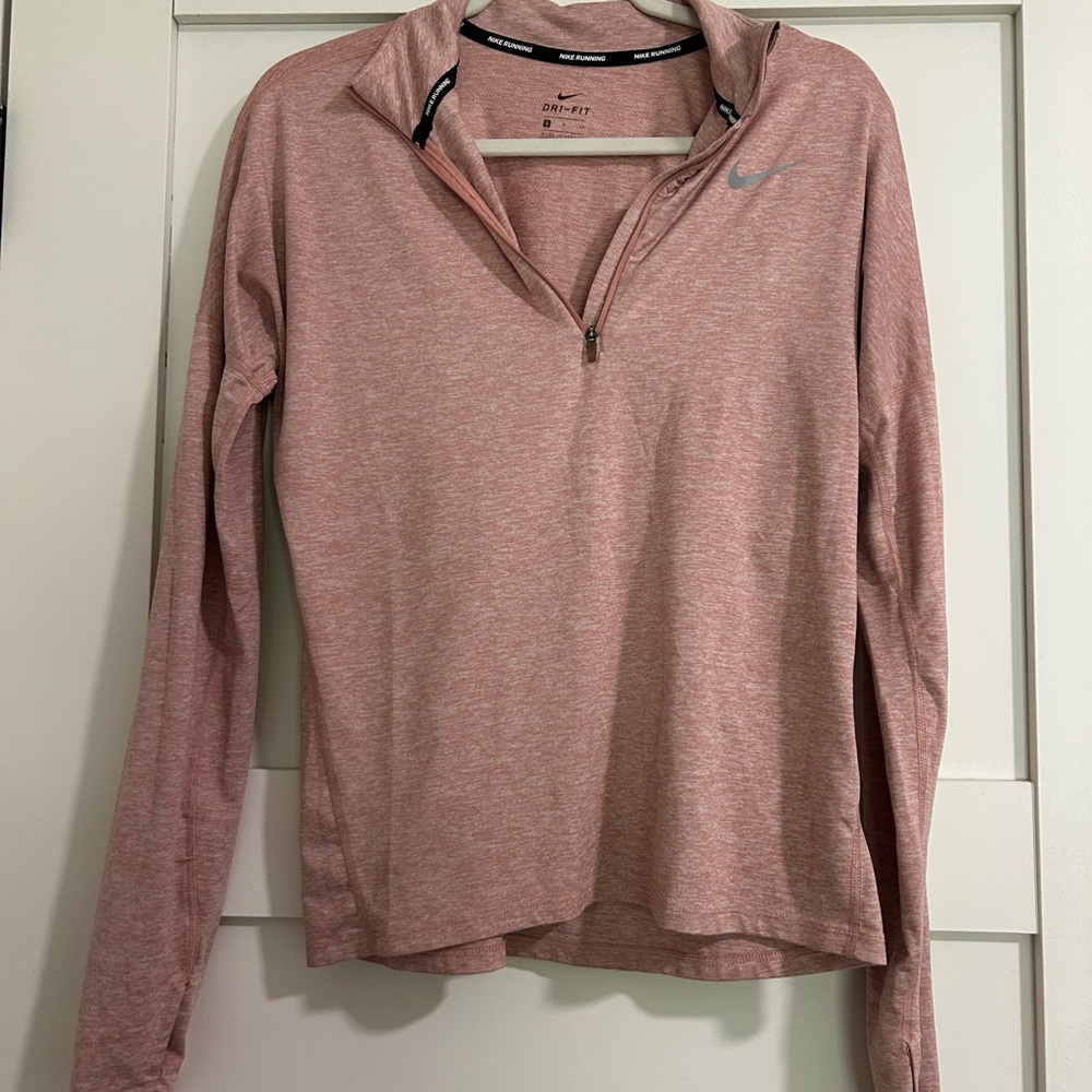 Nike Heather Rose Dri-FIT 1/4 Zip Long-Sleeve Top